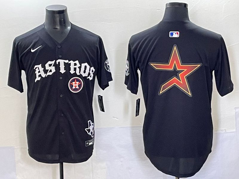 Men 2025 Houston Astros Blank Black Seven generations Joint Name Nike MLB Jersey style 16->houston astros->MLB Jersey